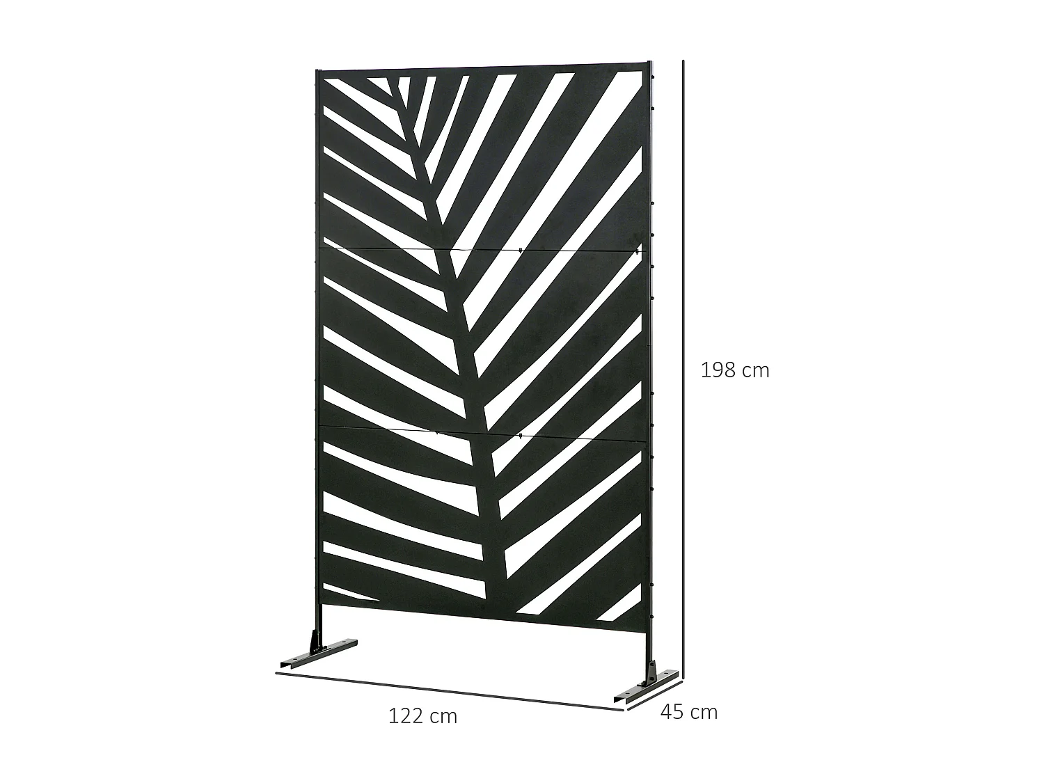 Panneau décoratif extérieur métal - brise vue motif feuilles - visserie incluse - dim. 122L x 45l x 198H cm - acier thermolaqué noir