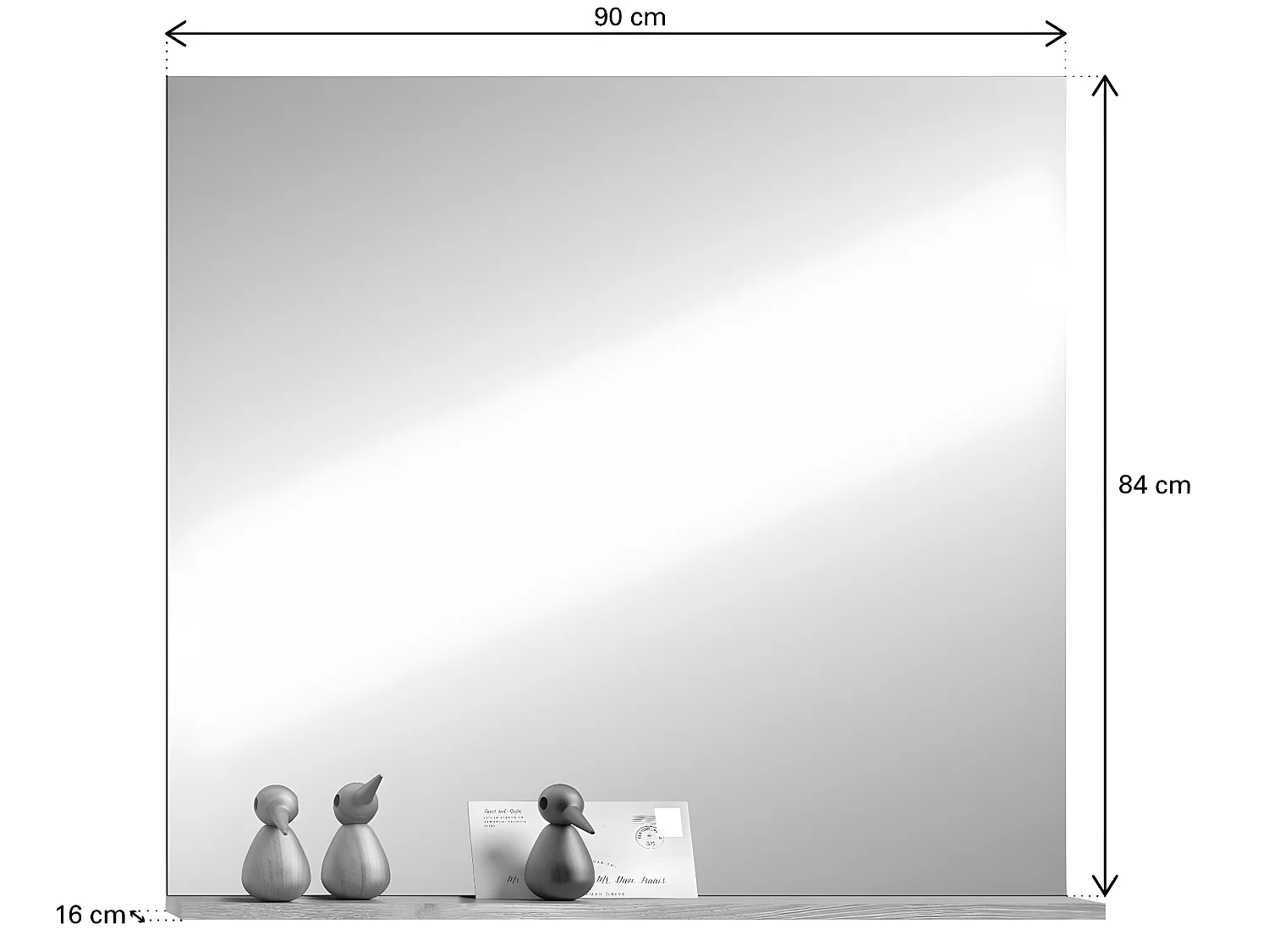 Mason miroir avec étagère chêne décor.