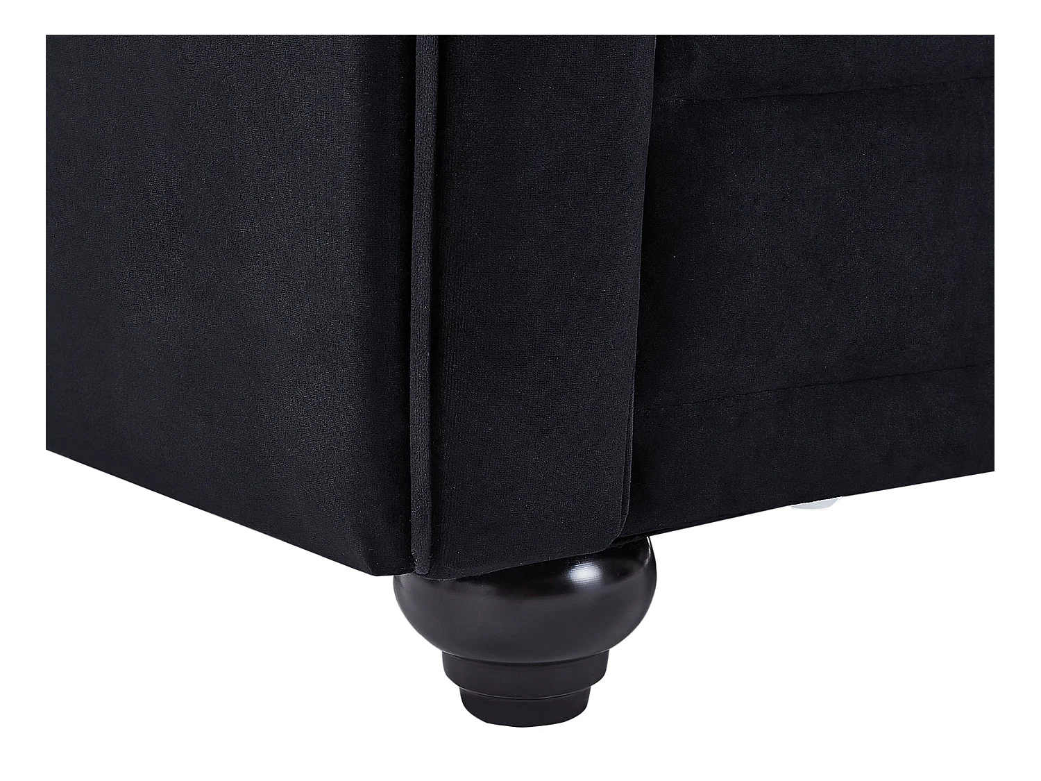 Canapés 3 places, 2 places et fauteuil en velours noir et boutons effet cristal CHESTERFIELD