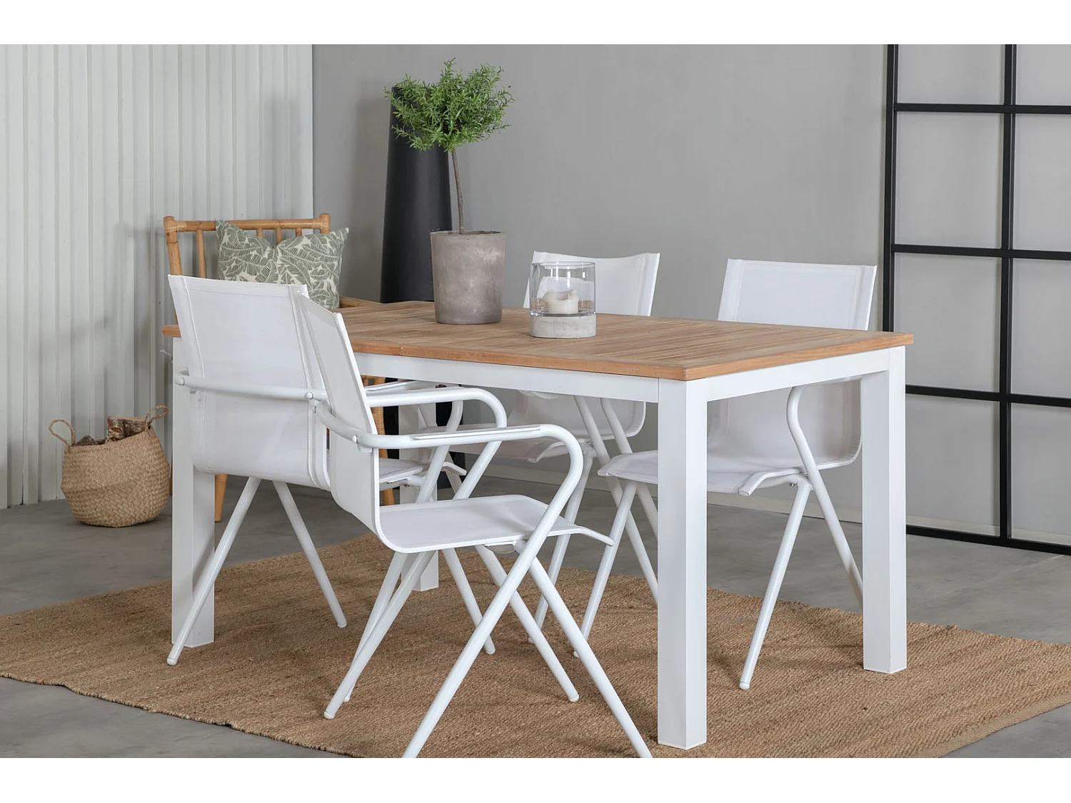 Panama eettafel tuin incl. extra blad 152, 210 cm wit, natuur.