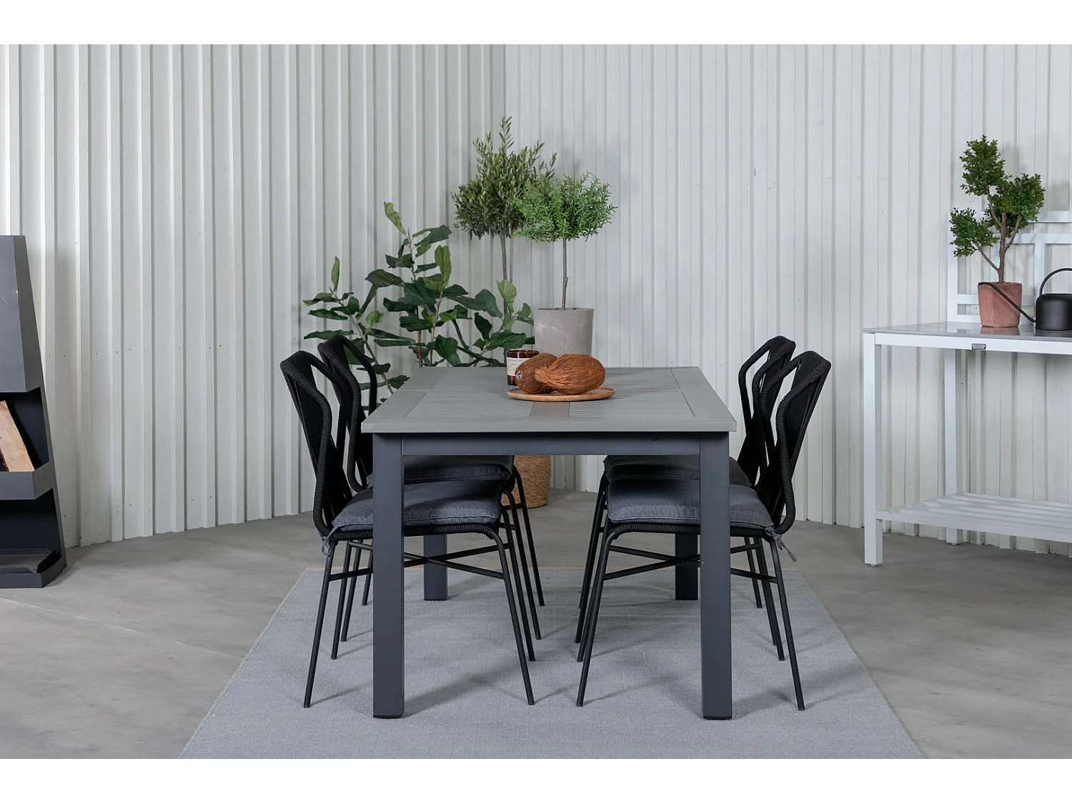 Albany eettafel tuin incl. extra blad 160, 240 cm zwartgrijs.