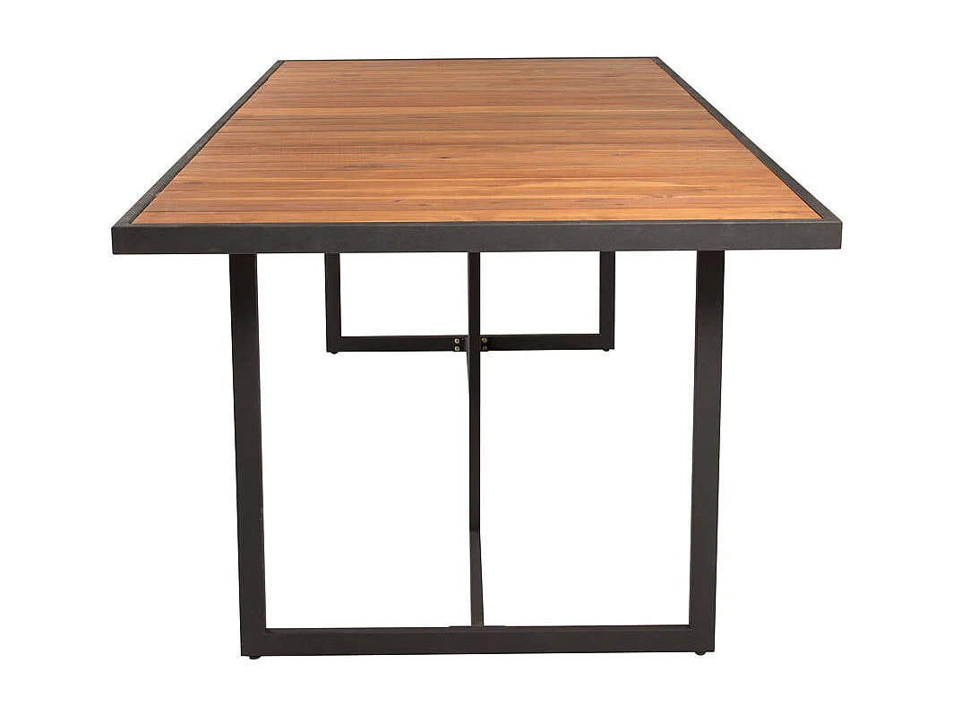 Khung eettafel tuin geolied teak look, zwart.