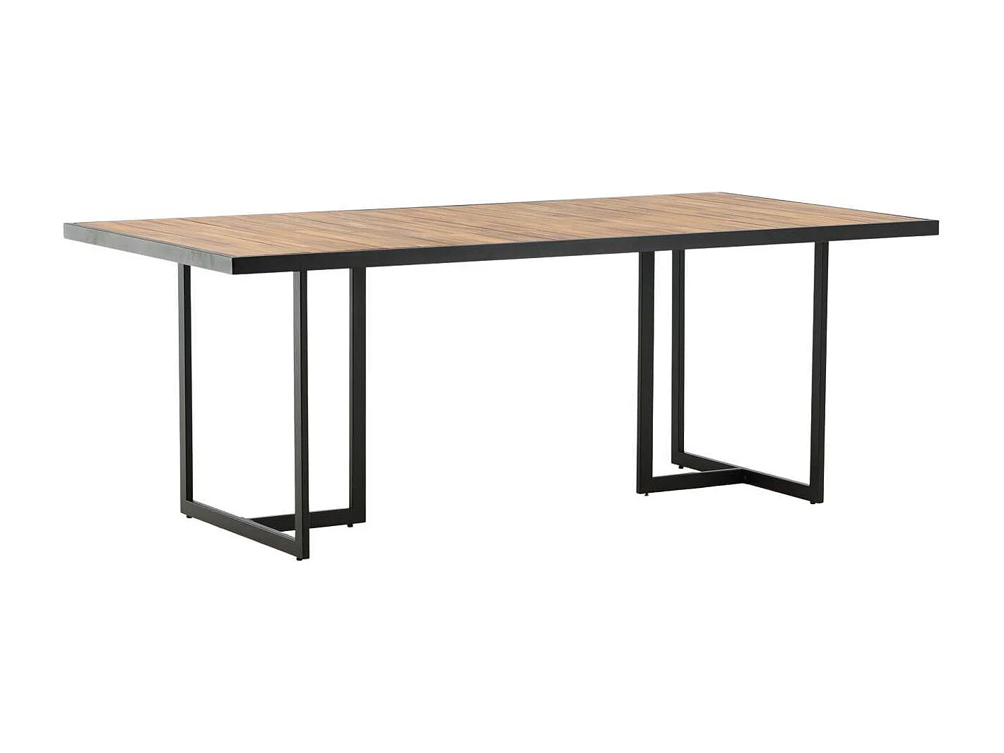 Khung eettafel tuin geolied teak look, zwart.