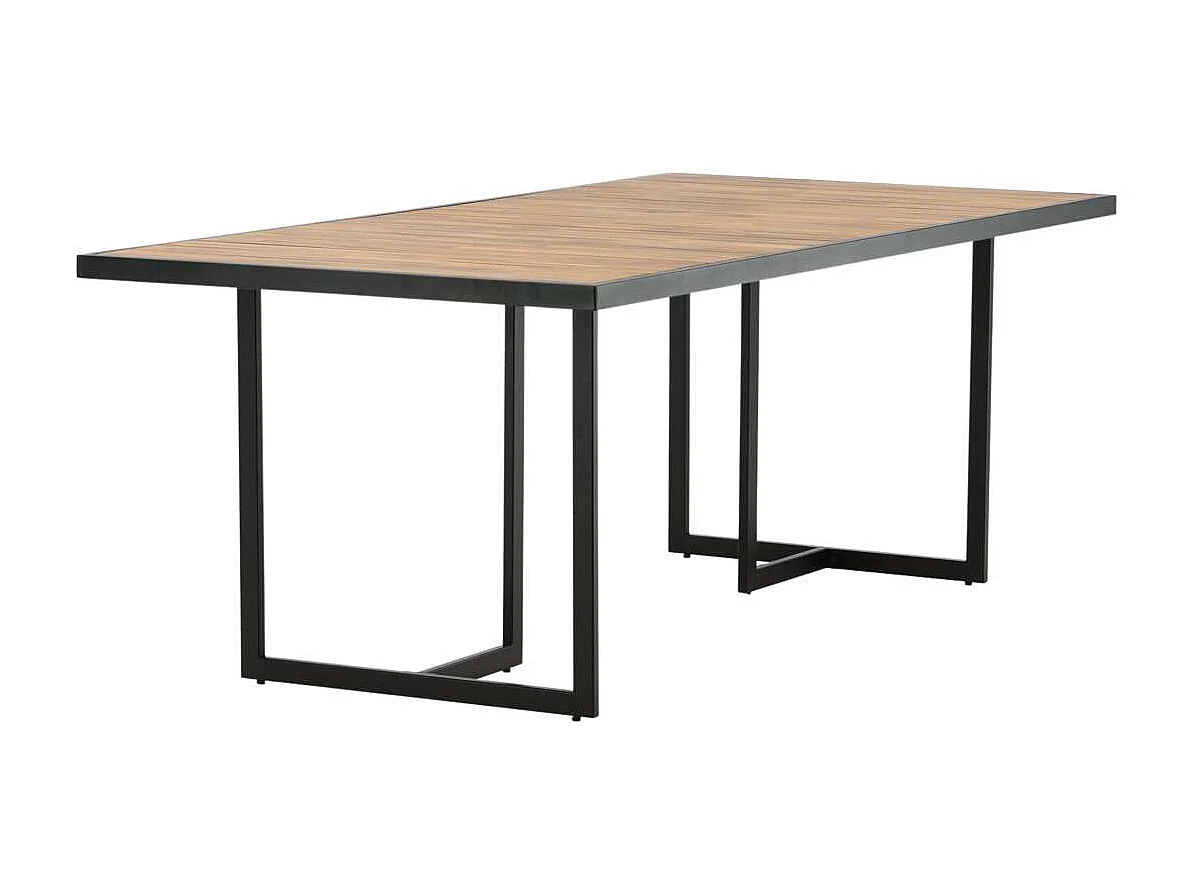 Khung Table de salle à manger, aspect teck huilé, noir.