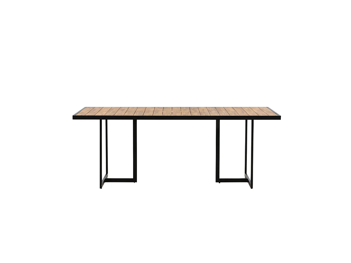 Khung eettafel tuin geolied teak look, zwart.