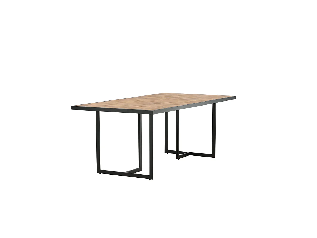 Khung eettafel tuin geolied teak look, zwart.