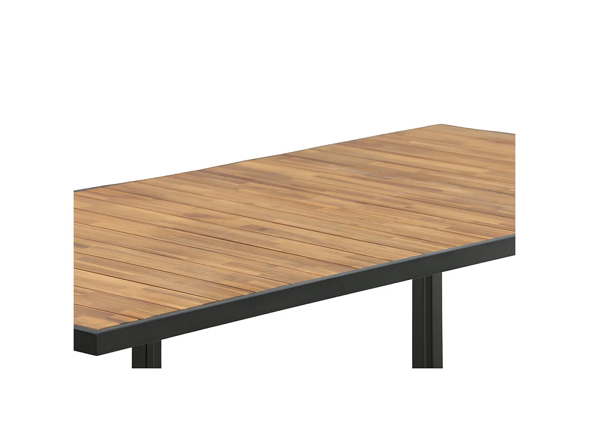 Khung eettafel tuin geolied teak look, zwart.