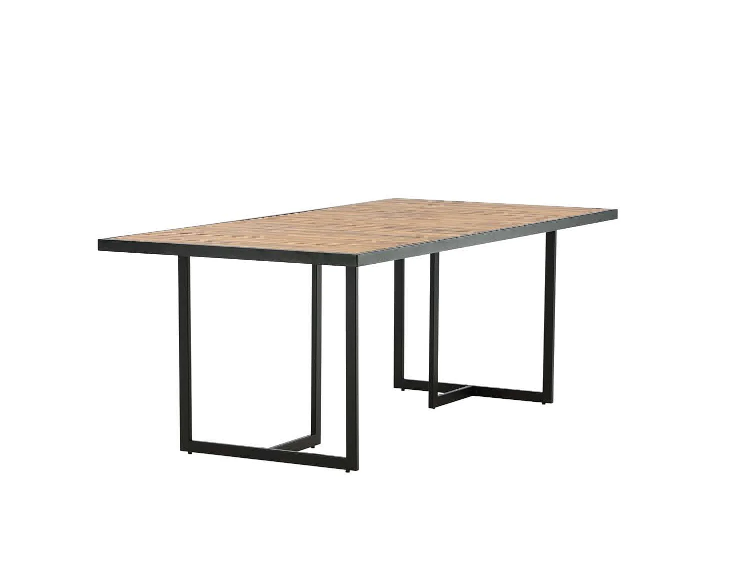 Khung eettafel tuin geolied teak look, zwart.