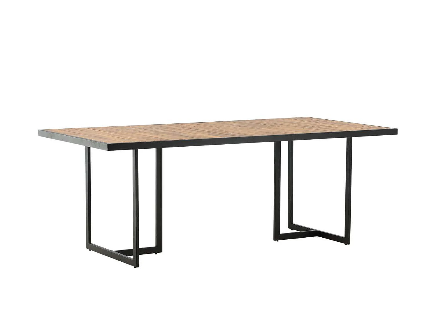 Khung eettafel tuin geolied teak look, zwart.