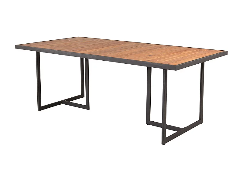 Khung Table de salle à manger, aspect teck huilé, noir.