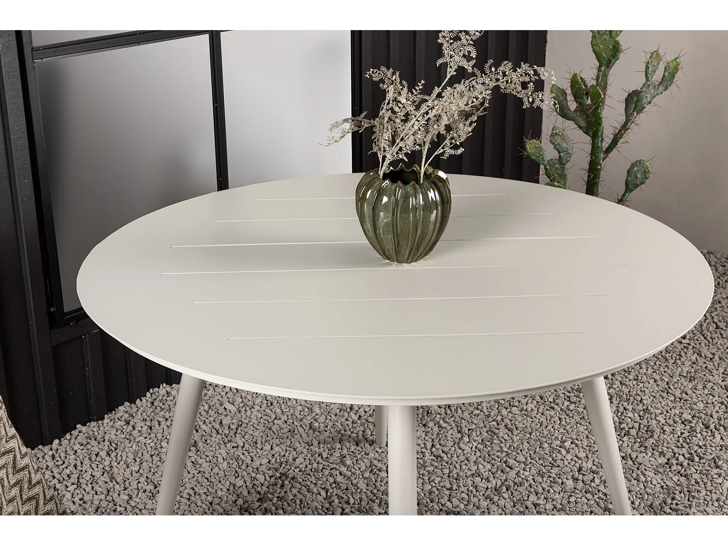 Table de Jardin Ronde Design "Lina" 120cm Beige