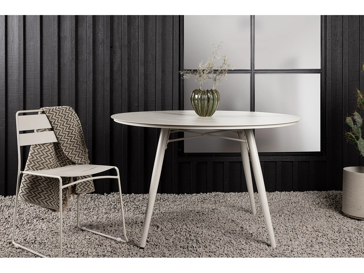 Table de Jardin Ronde Design "Lina" 120cm Beige