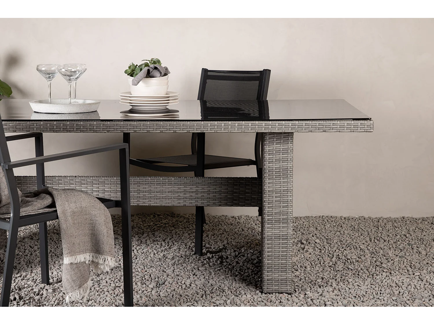 Table de Jardin en Verre "Padova" 200cm Gris