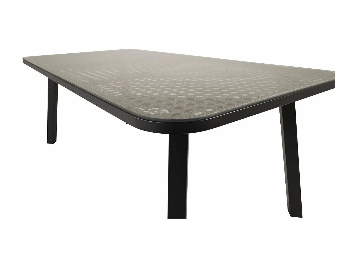 Table de Jardin en Verre "Paola" 200cm Noir & Marron