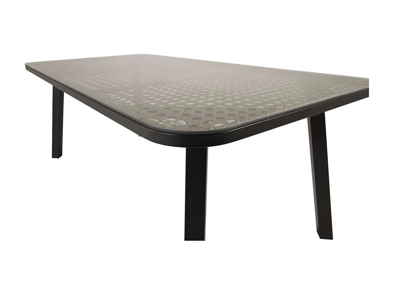 Table de Jardin en Verre "Paola" 200cm Noir & Marron