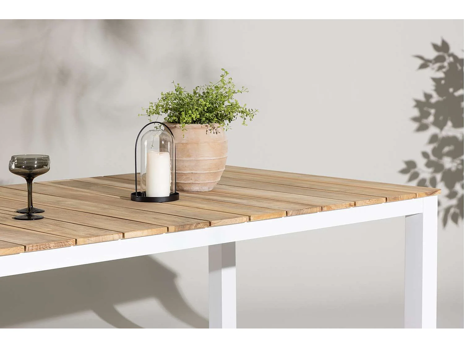 Table de Jardin en Teck "Mexico" 210cm Naturel & Blanc