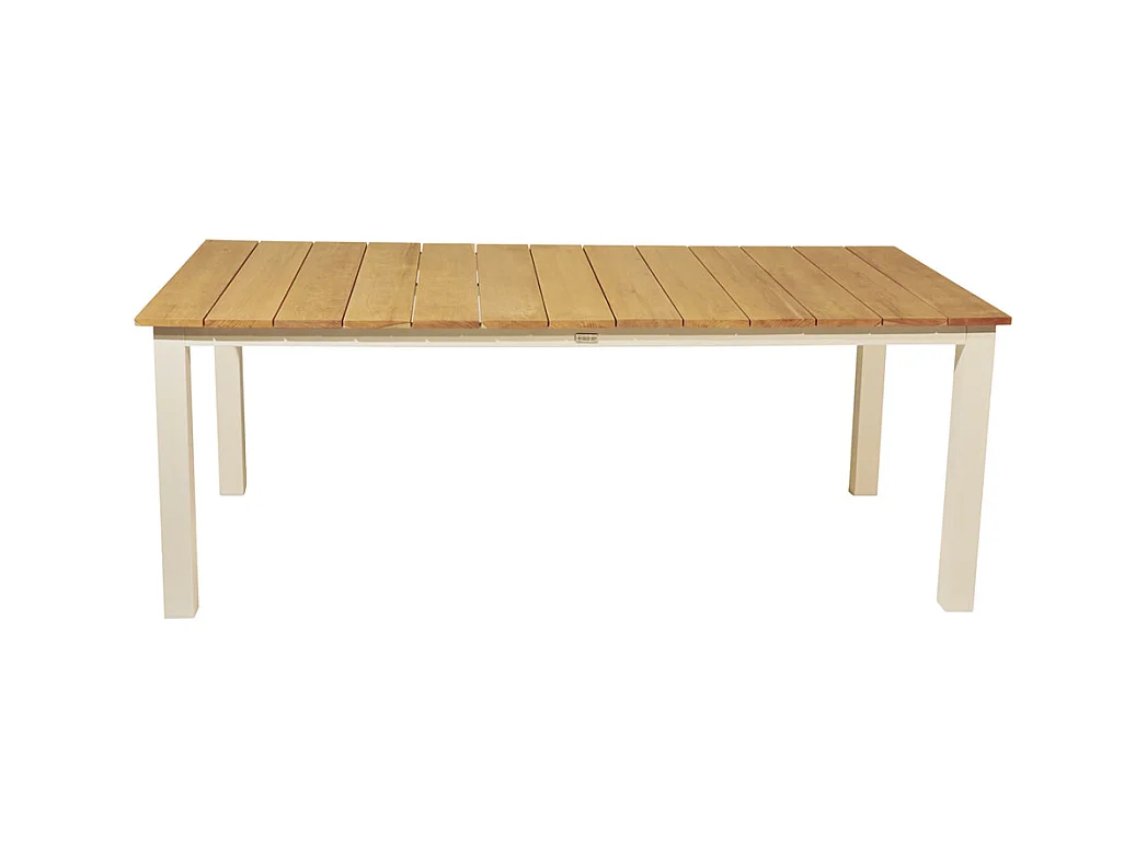 Table de Jardin en Teck "Mexico" 210cm Naturel & Blanc