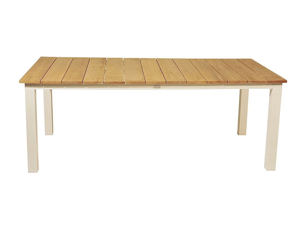 Table de Jardin en Teck "Mexico" 210cm Naturel & Blanc