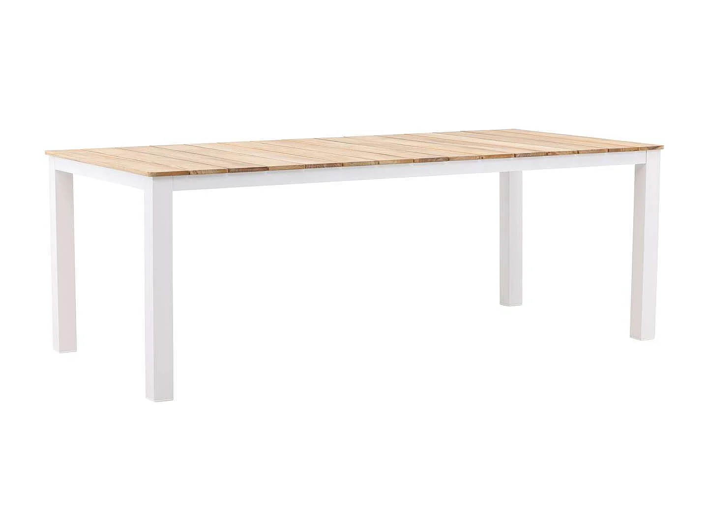 Table de Jardin en Teck "Mexico" 210cm Naturel & Blanc