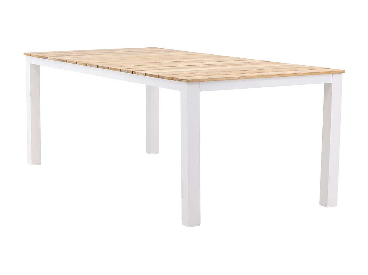 Table de Jardin en Teck "Mexico" 210cm Naturel & Blanc