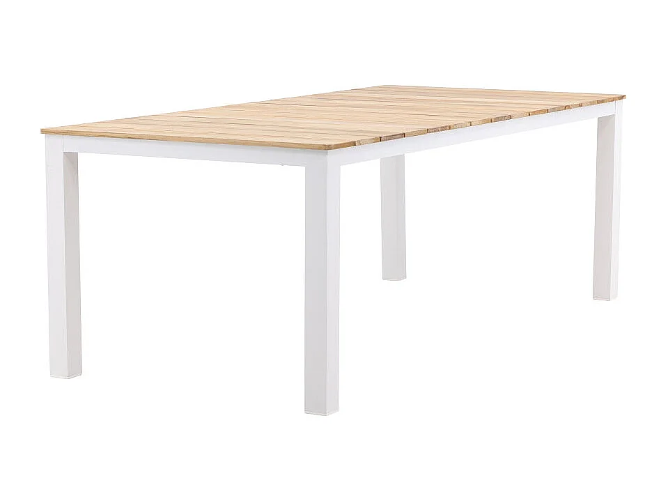Table de Jardin en Teck "Mexico" 210cm Naturel & Blanc