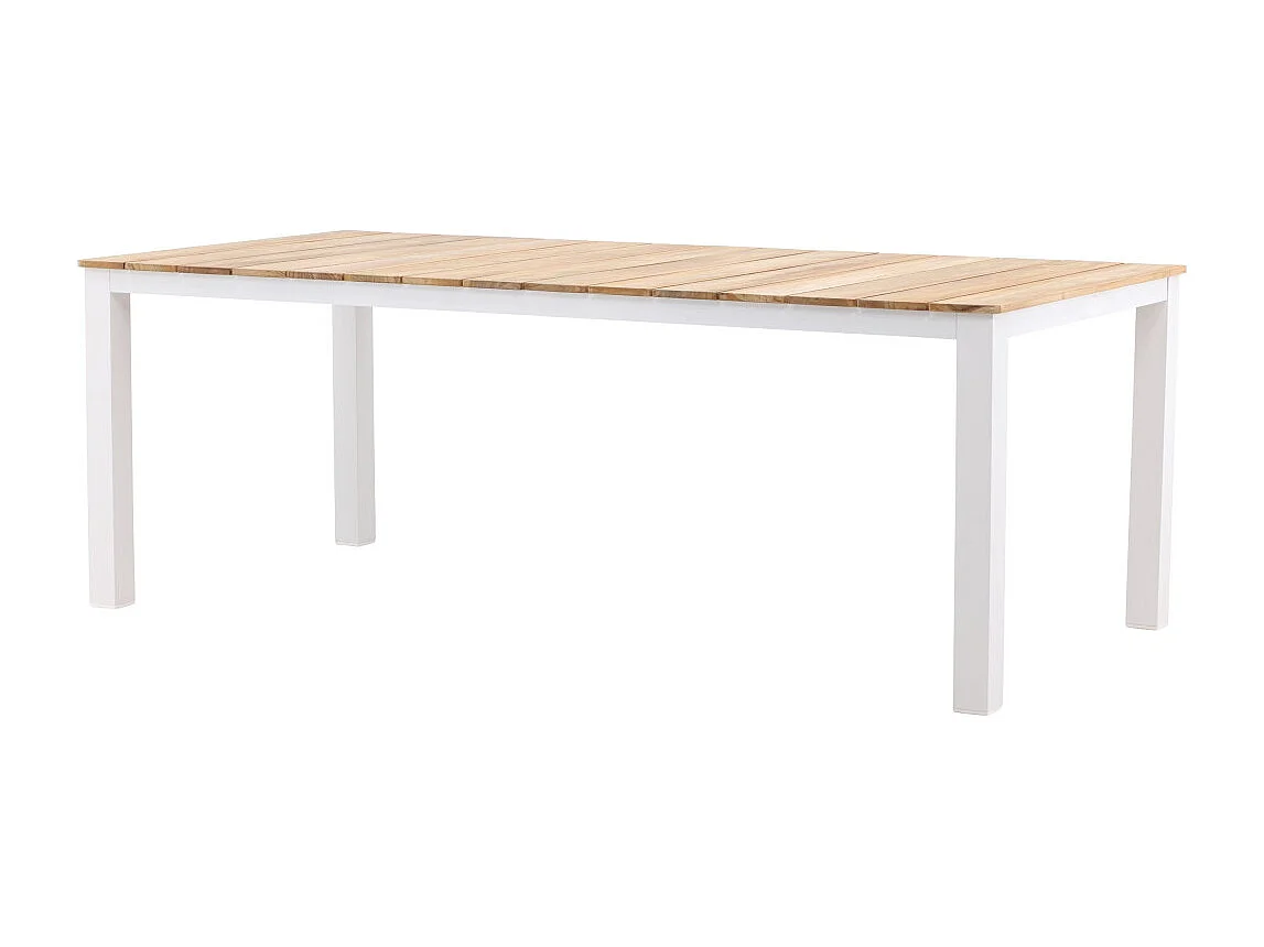 Table de Jardin en Teck "Mexico" 210cm Naturel & Blanc