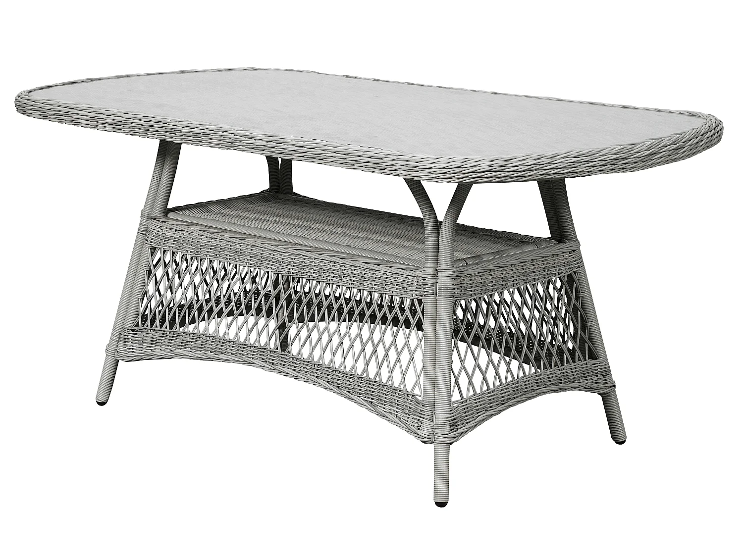 Hvalo Table de jardin 165 x 90 cm, avec plateau en verre, couleur sable.