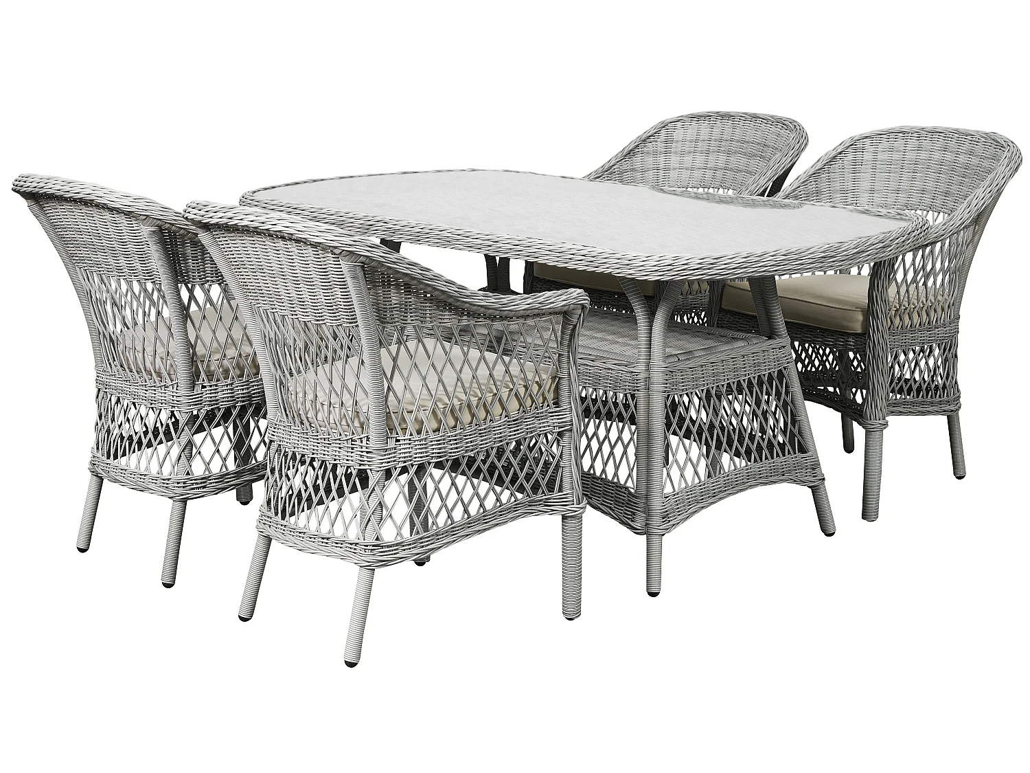 Hvalo Table de jardin 165 x 90 cm, avec plateau en verre, couleur sable.