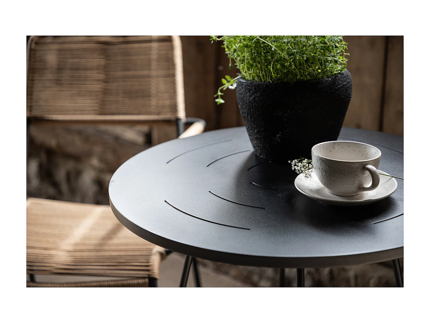 Bacong Garten Bartisch Ø60cm schwarz.