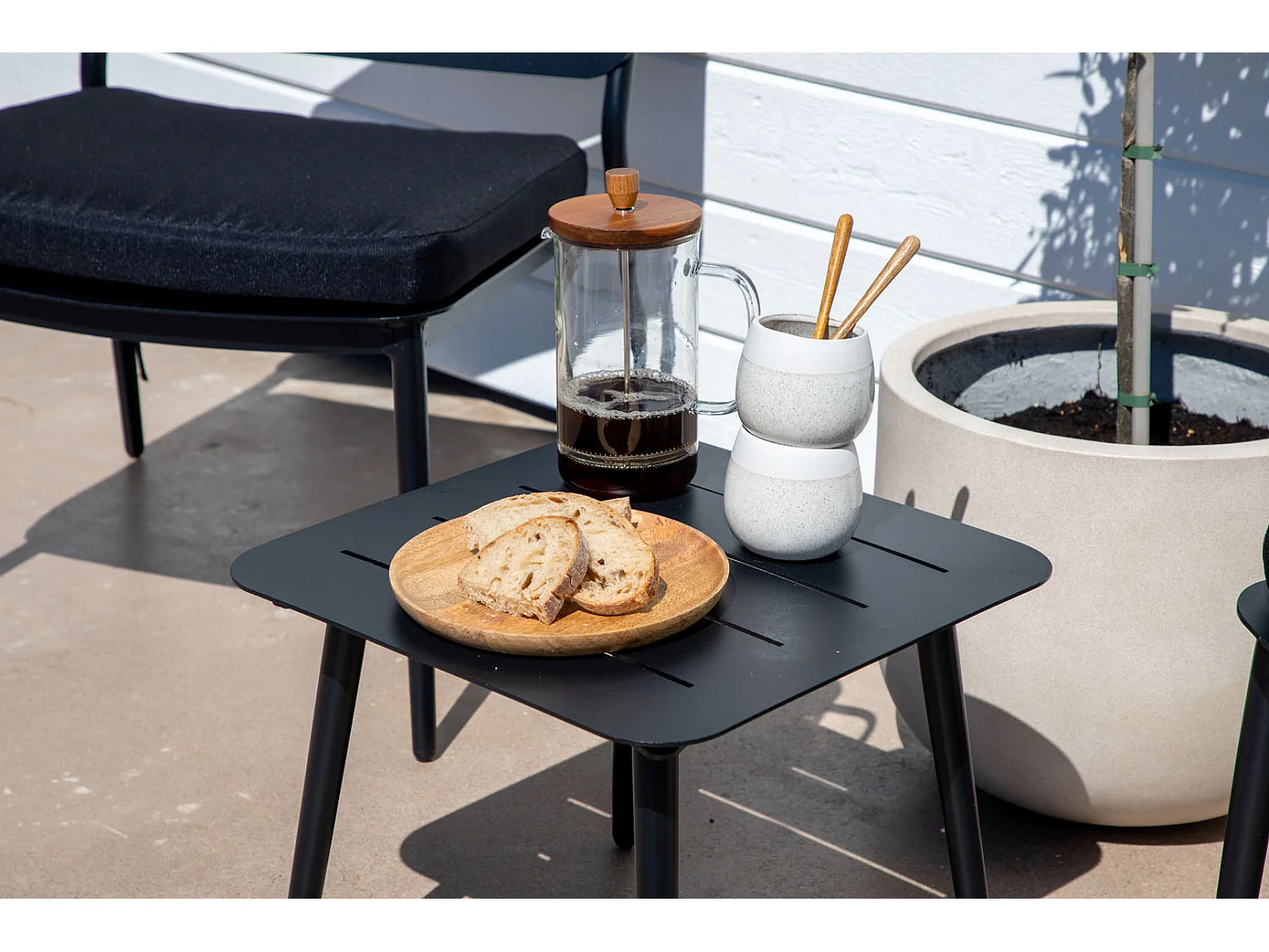 Table d'Appoint de Jardin Carrée "Lina" 40cm Noir