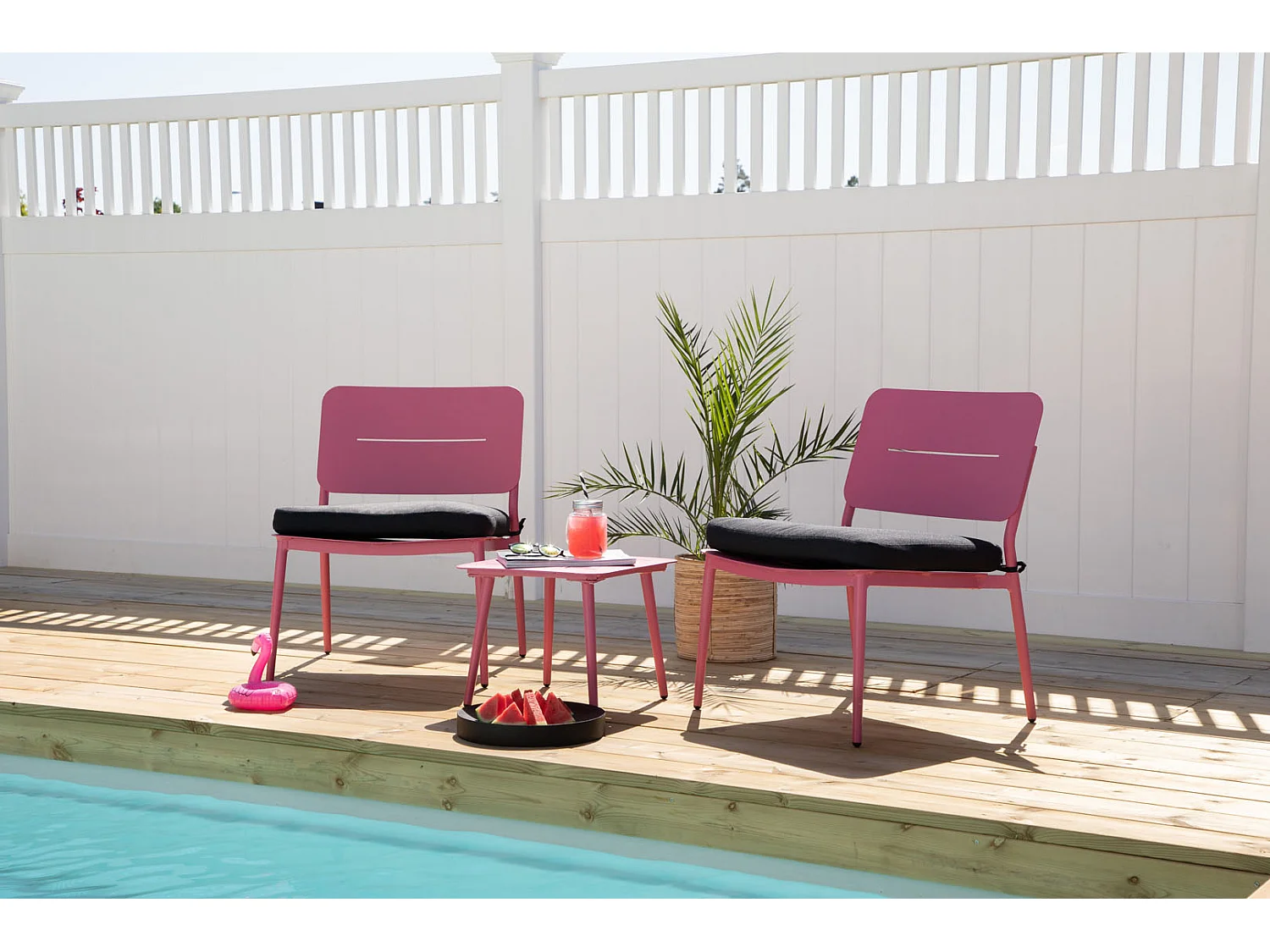 Table d'Appoint de Jardin Carrée "Lina" 40cm Rose