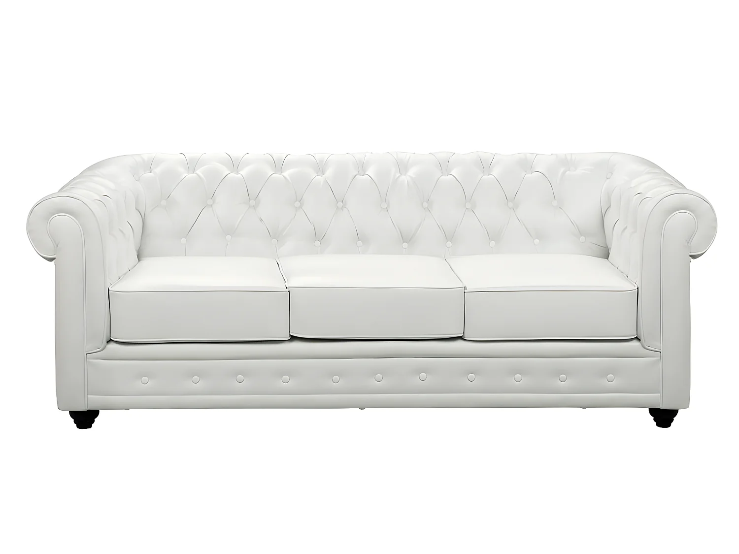 Sofá de 3 plazas y 2 plazas en imitación cuero blanco CHESTERFIELD