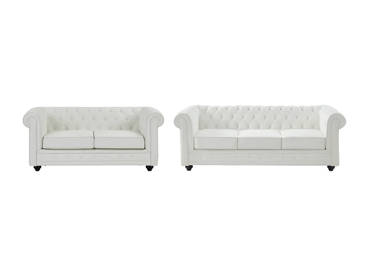 Sofá de 3 plazas y 2 plazas en imitación cuero blanco CHESTERFIELD