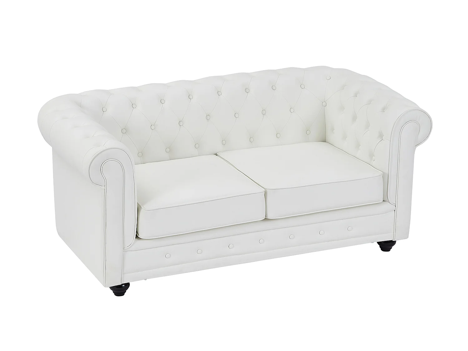 Sofá de 3 plazas y 2 plazas en imitación cuero blanco CHESTERFIELD