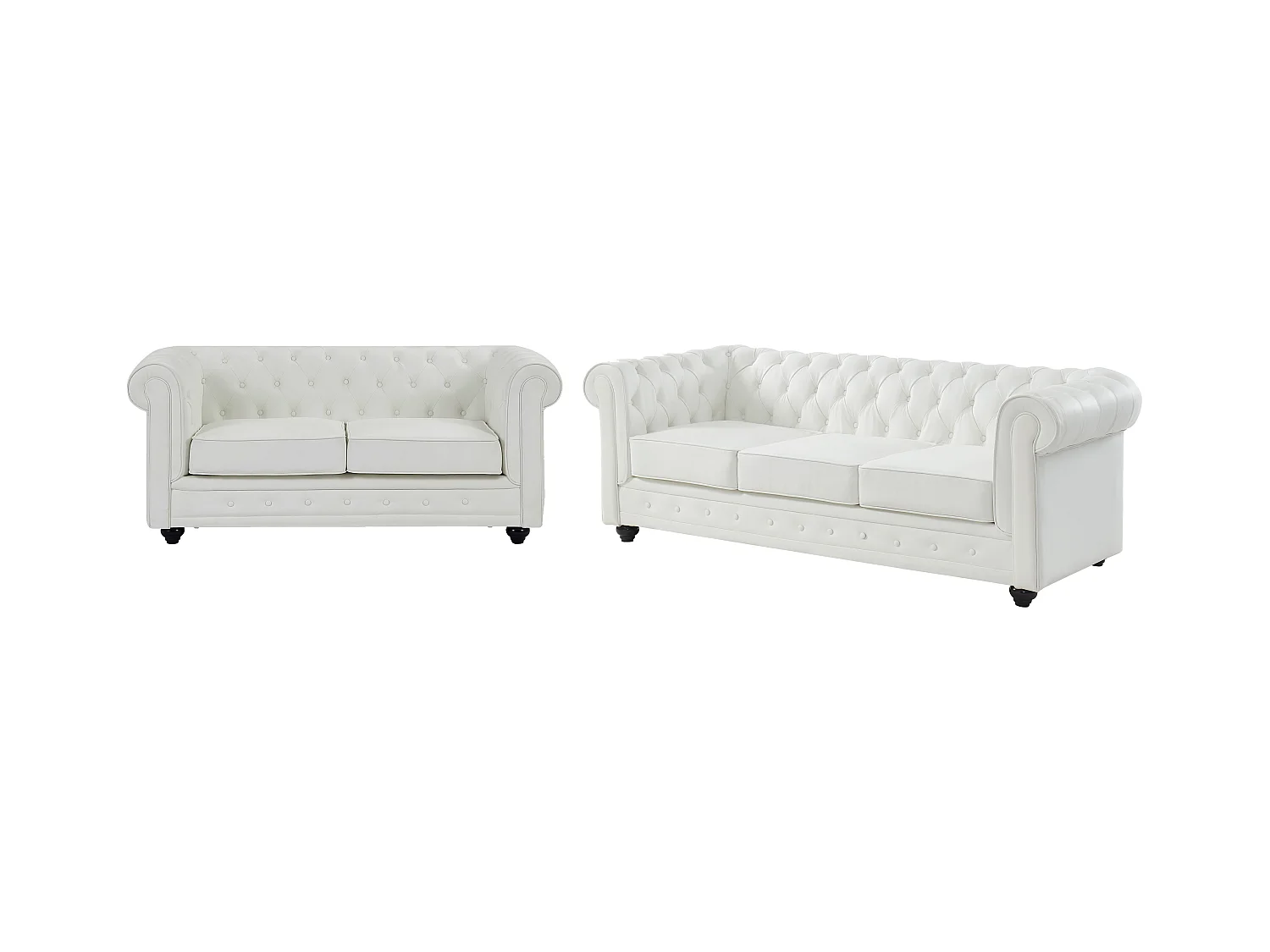 Sofas 3-Sitzer & 2-Sitzer - Kunstleder - Weiß - CHESTERFIELD