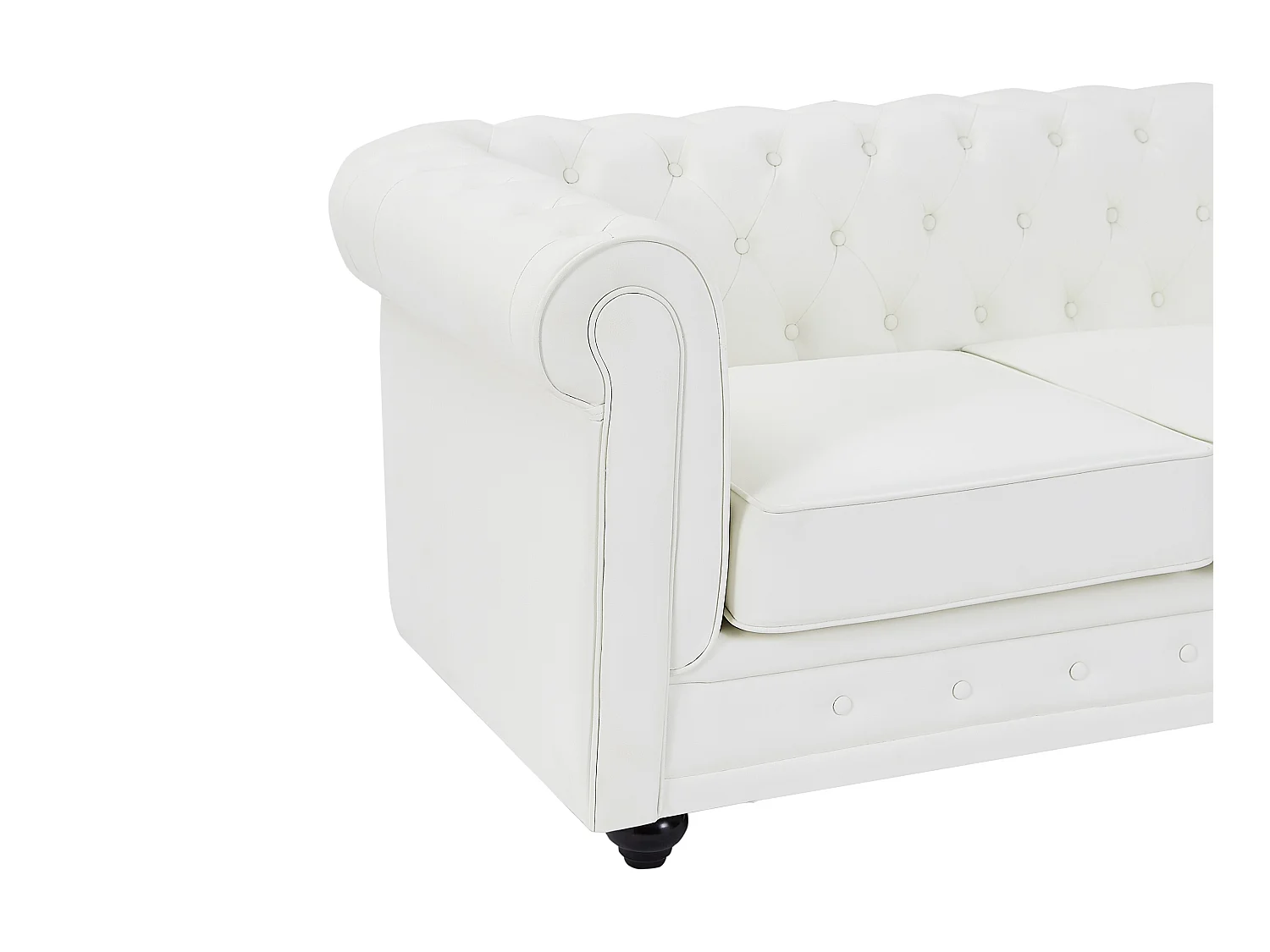 Canapés 3 places et 2 places en simili blanc CHESTERFIELD