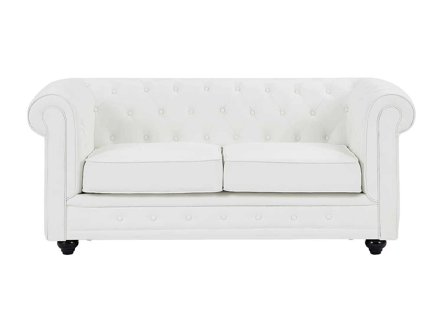 Canapés 3 places et 2 places en simili blanc CHESTERFIELD