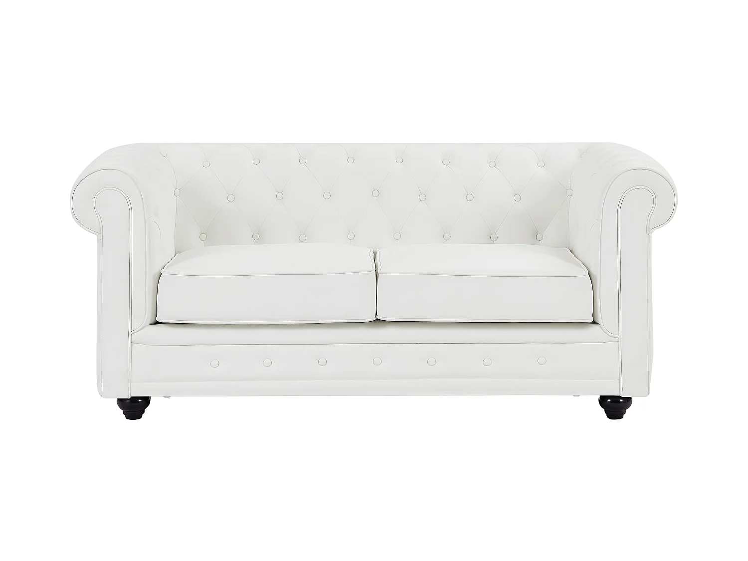 3-personers, 2-personers sofa og lænestol i hvid kunstlæder CHESTERFIELD