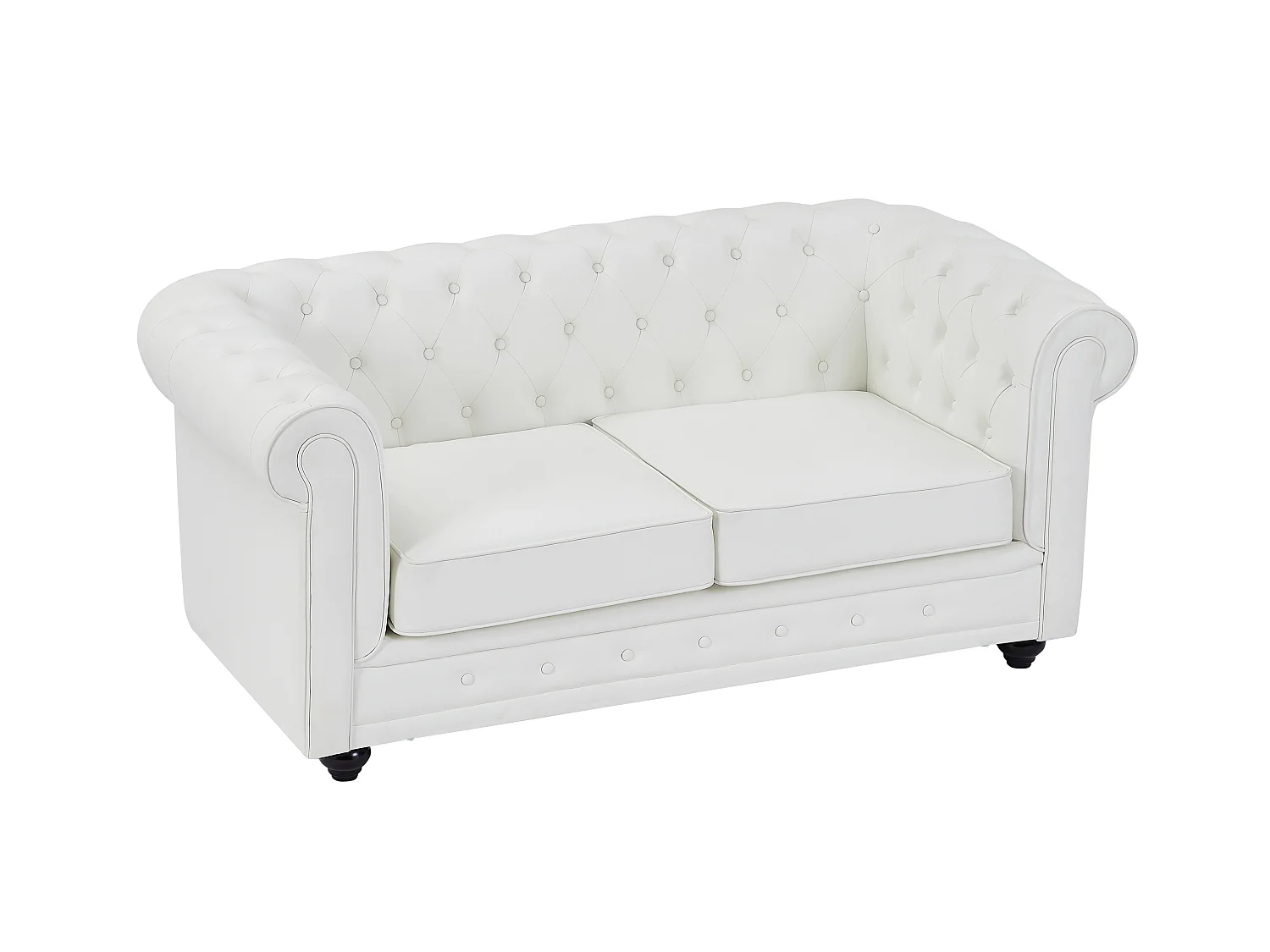 3-personers, 2-personers sofa og lænestol i hvid kunstlæder CHESTERFIELD