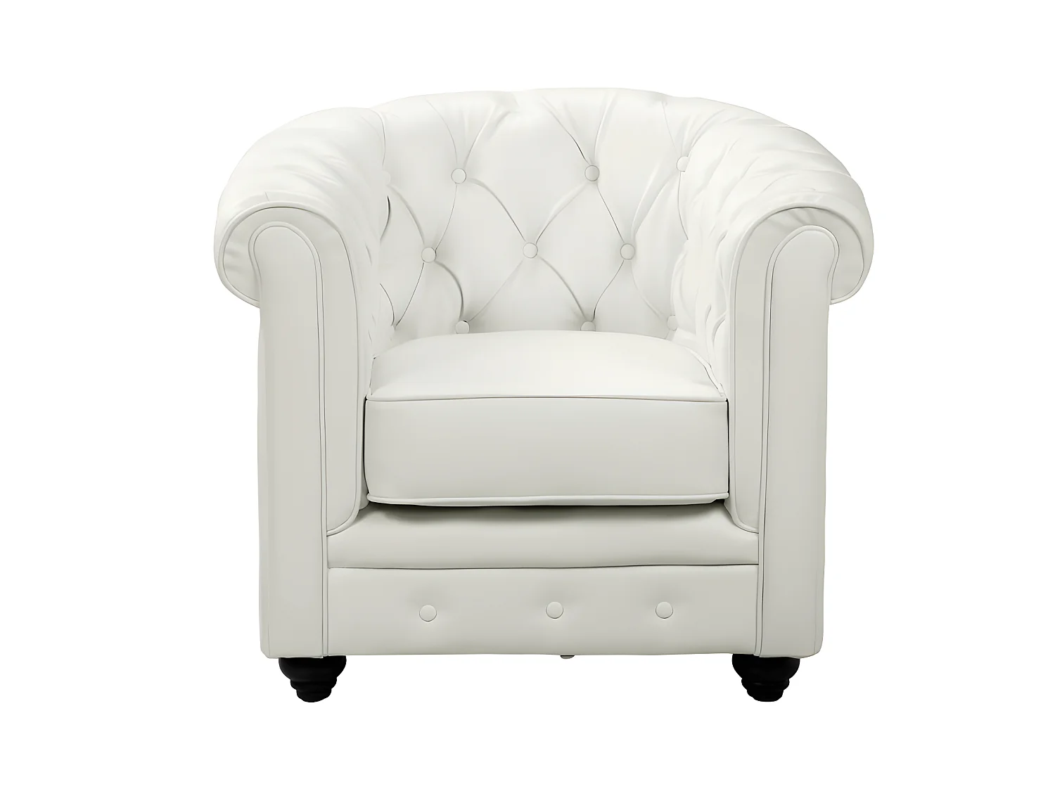 3-personers, 2-personers sofa og lænestol i hvid kunstlæder CHESTERFIELD