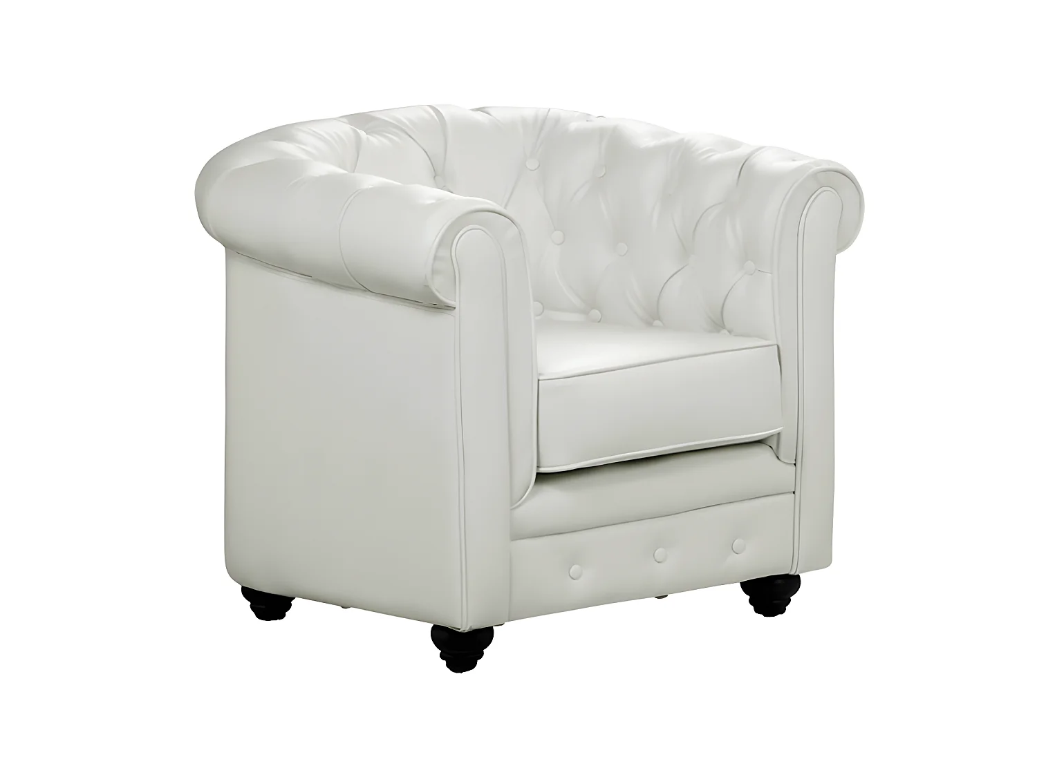 3-personers, 2-personers sofa og lænestol i hvid kunstlæder CHESTERFIELD