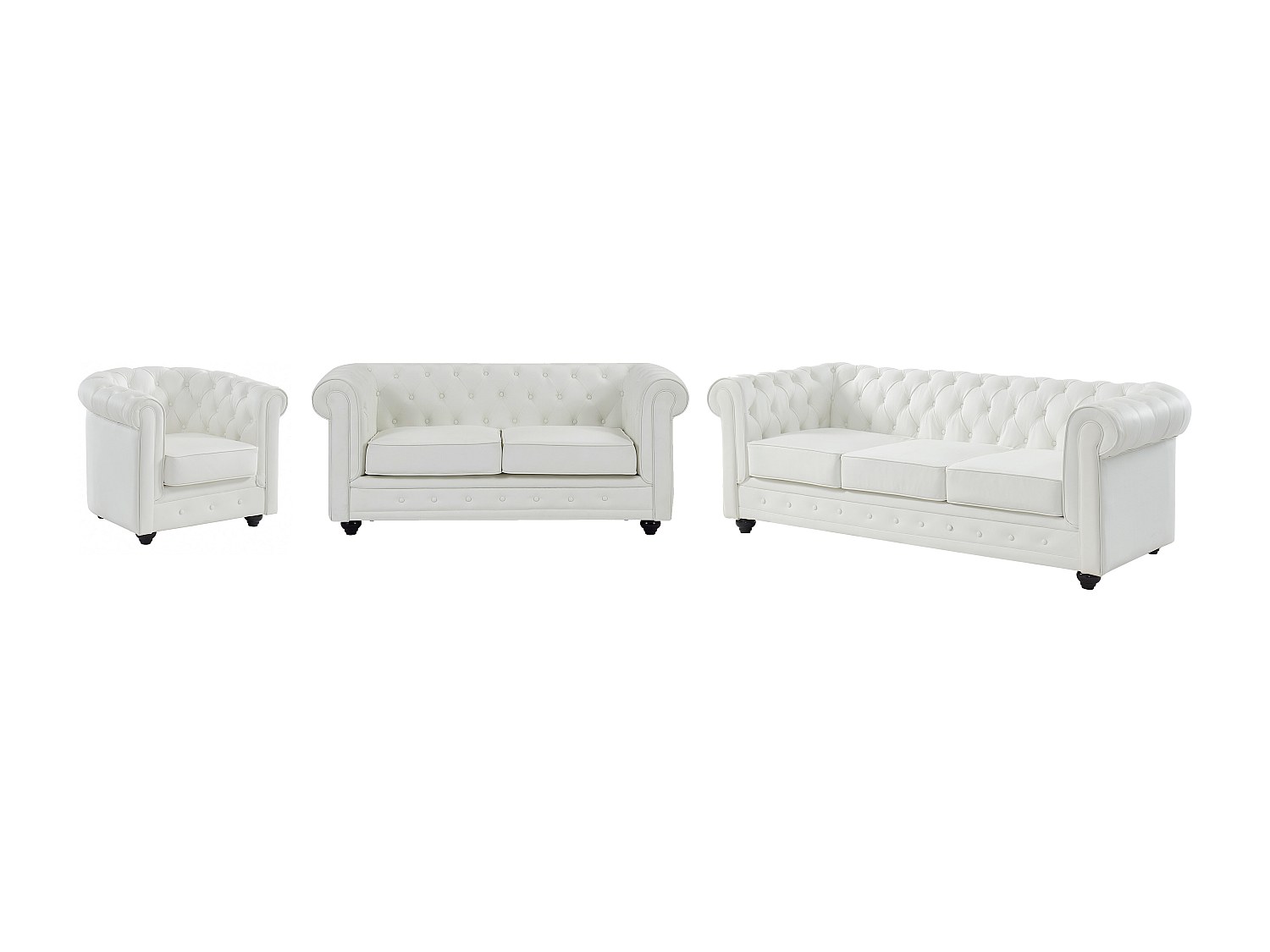 Sofas 3-Sitzer, 2-Sitzer & Sessel - Kunstleder - Weiß - CHESTERFIELD günstig online kaufen