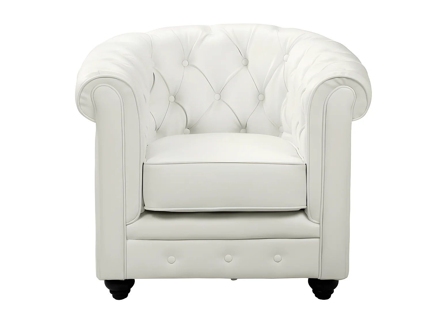 Divano 3 posti, 2 posti e poltrona in Similpelle Bianco - CHESTERFIELD