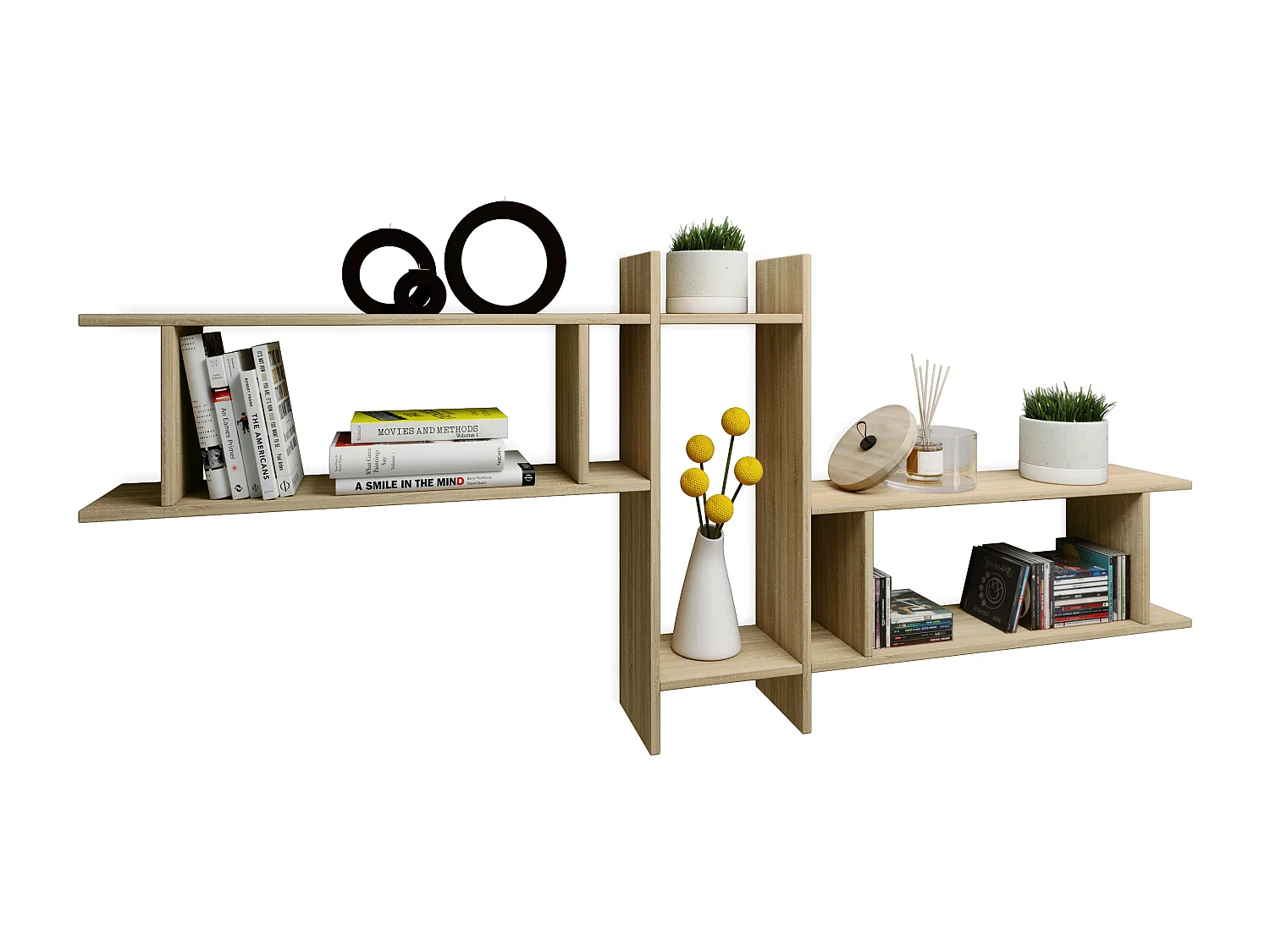 Wall Rack Sirola Sonoma oak (Sägerau) H. 80 x W. 188 x D. 20 cm
