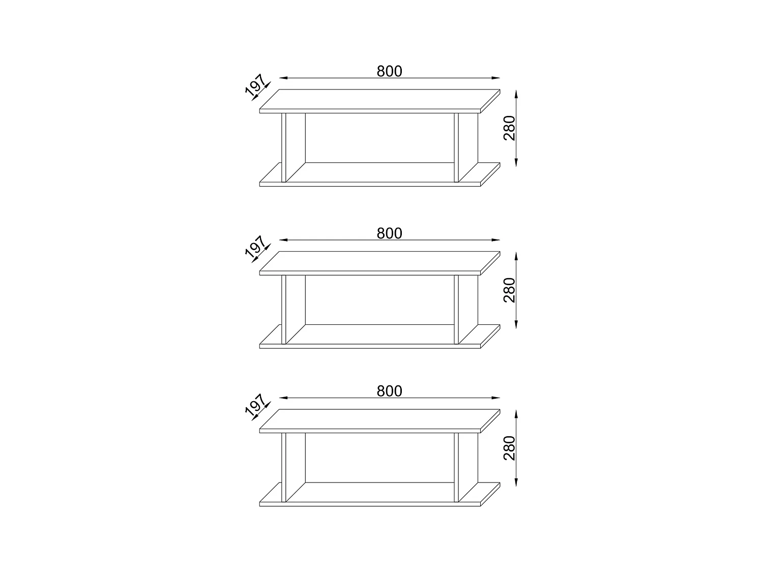 Wall Rack Sirola Sonoma oak (Sägerau) H. 80 x W. 188 x D. 20 cm