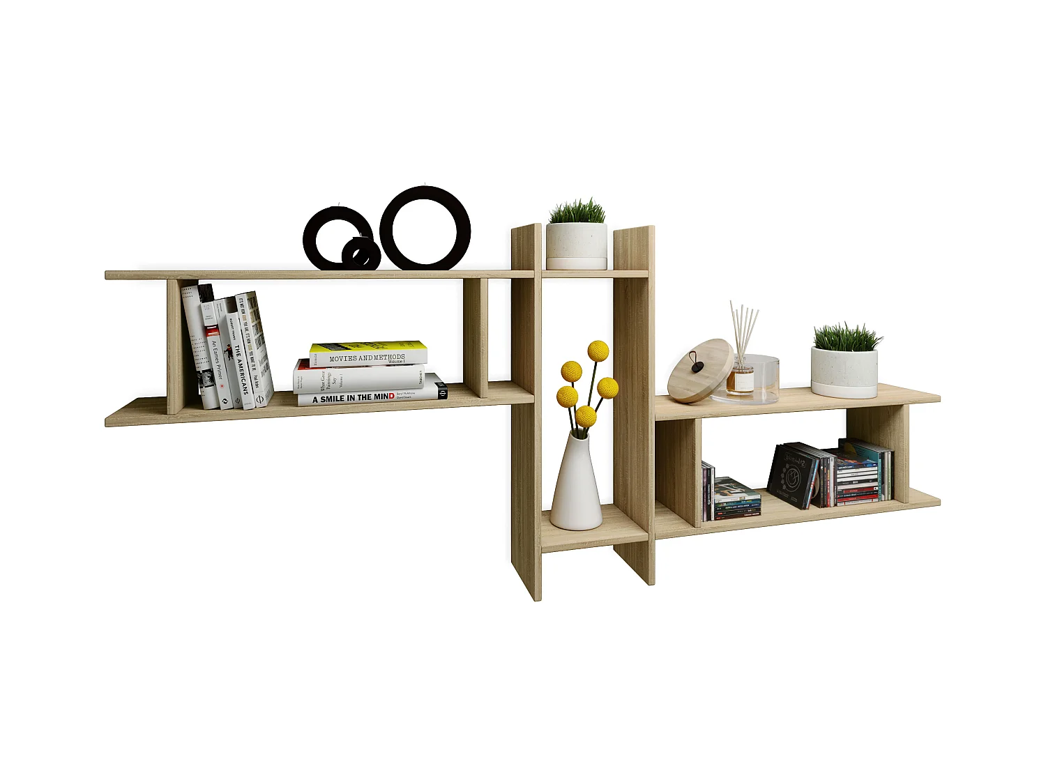 Wall Rack Sirola Sonoma oak (Sägerau) H. 80 x W. 188 x D. 20 cm
