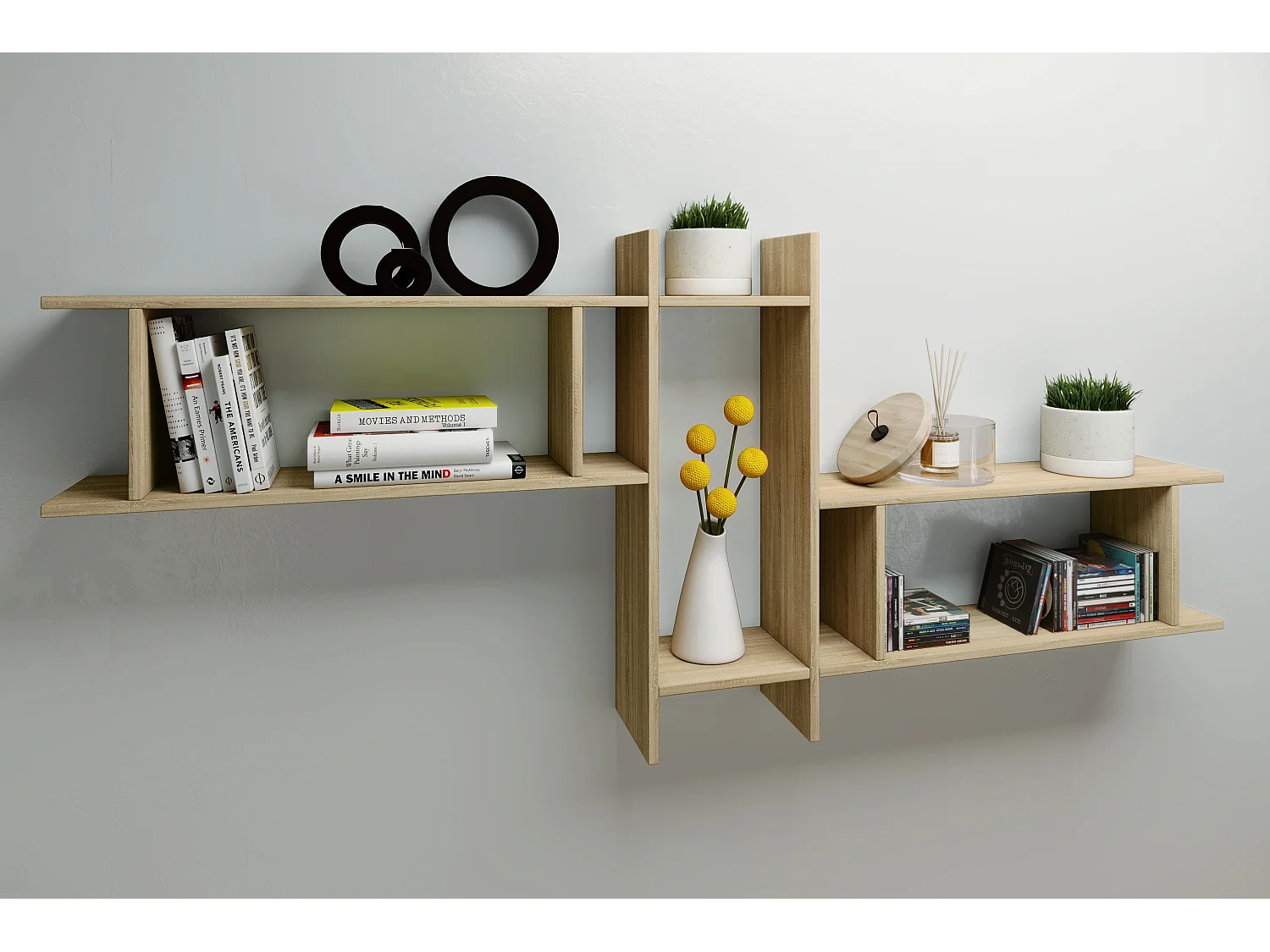Wall Rack Sirola Sonoma oak (Sägerau) H. 80 x W. 188 x D. 20 cm