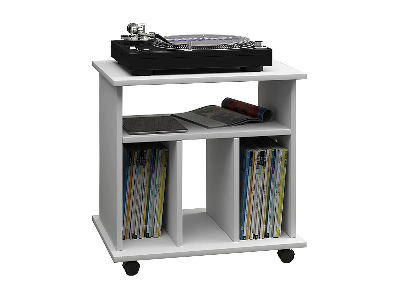 Librería retal, retro para discos LP, 4 estantes, color blanco.