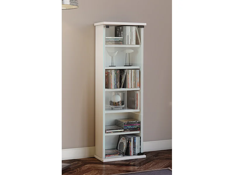 Drewno CD DVD Stand Shelf Vetro Drzwi szklane