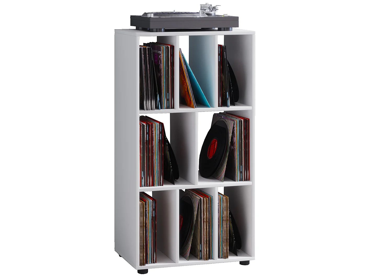 Schaltino Regal retro für LP Platten Rack 8 Regale weiß.